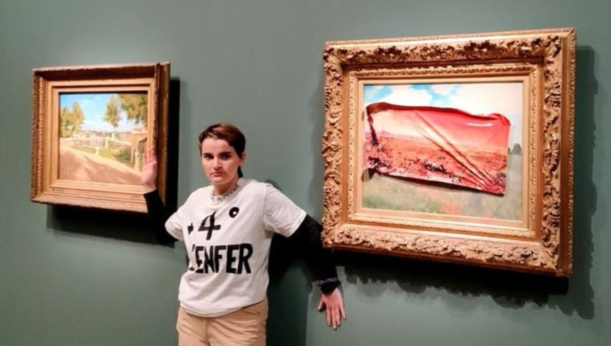 Una activista vandalizó la obra "Campo de amapolas" de Claude Monet en el Museo de Orsay en París