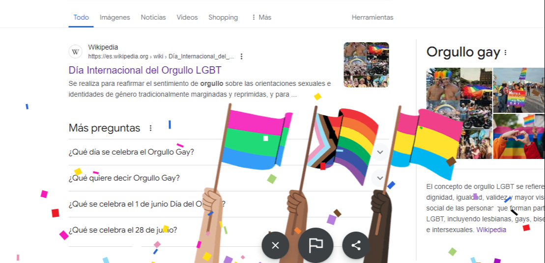 Así luce una de las animaciones de Google para conmemorar el Orgullo Gay