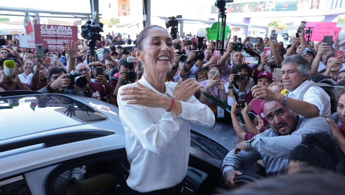 Claudia Sheinbaum, virtual presidenta electa, a su llegada al Aeropuerto Internacional de Monterrey