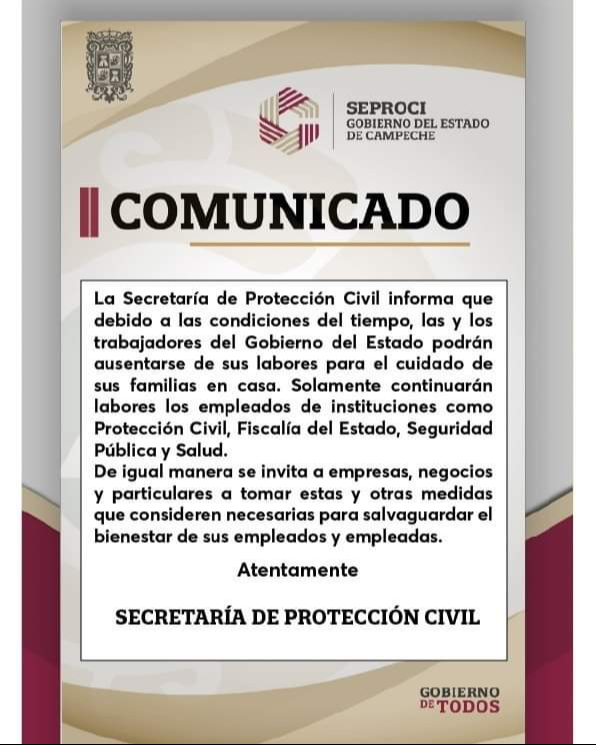Comunicado del Gobierno del Estado de Campeche