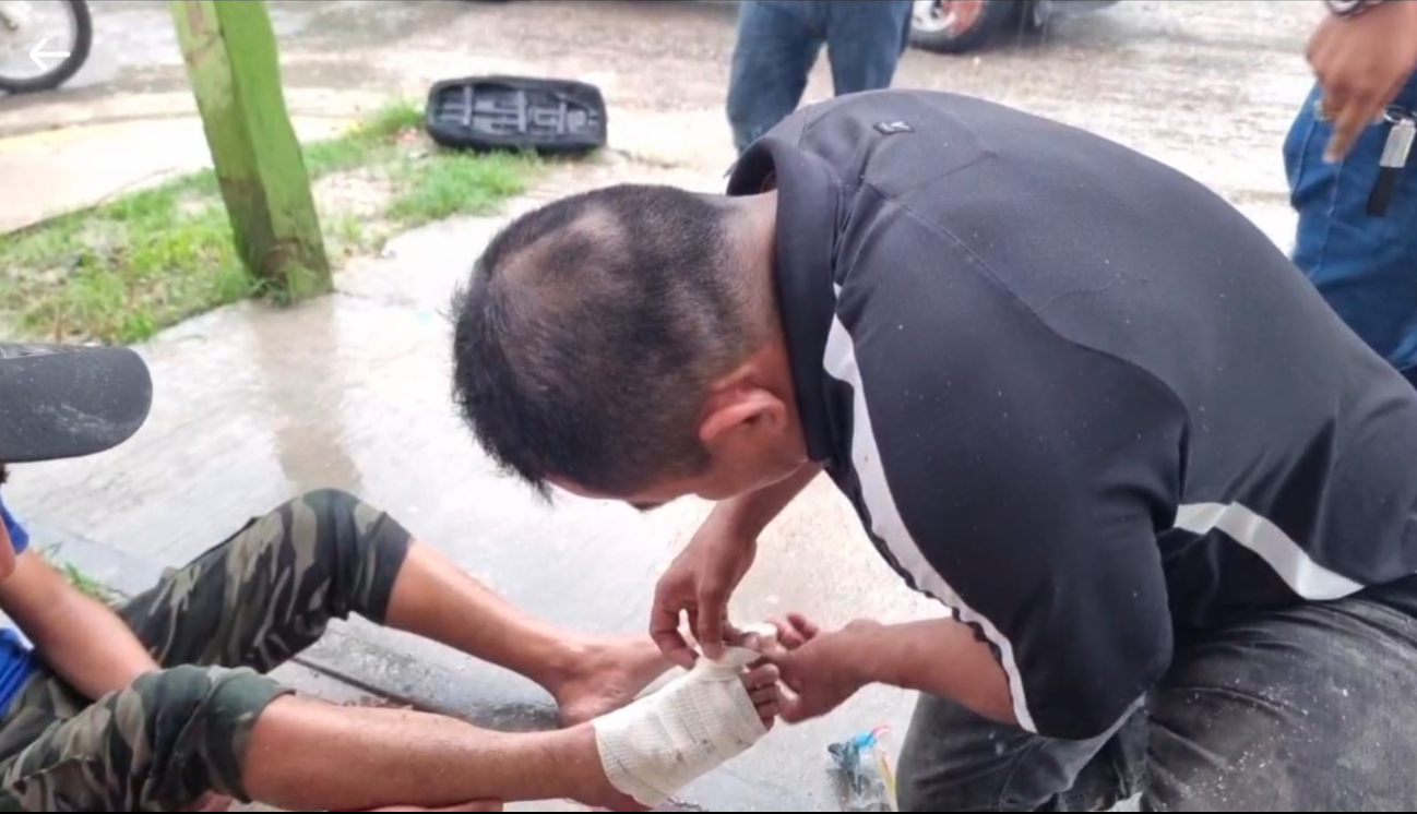La Cruz Roja atendió al herido y lo trasladó al hospital IMSS-Bienestar Janell Romero Aguilar.