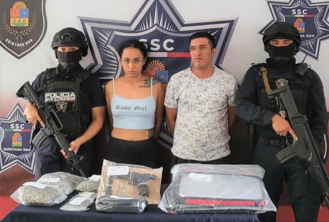 Detienen a una pareja de narcomenudistas armados en Cancún