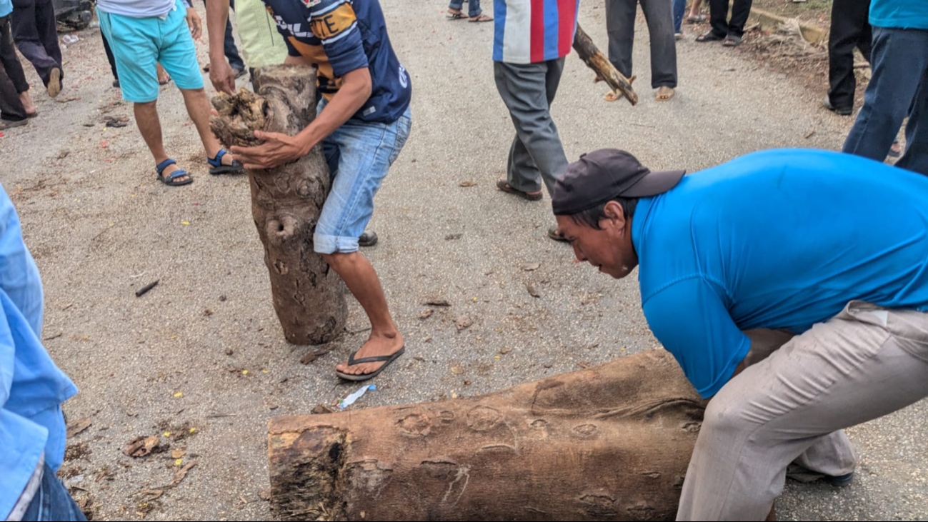 Ejidatarios retiran troncos para acabar con el bloqueo en Dziuché