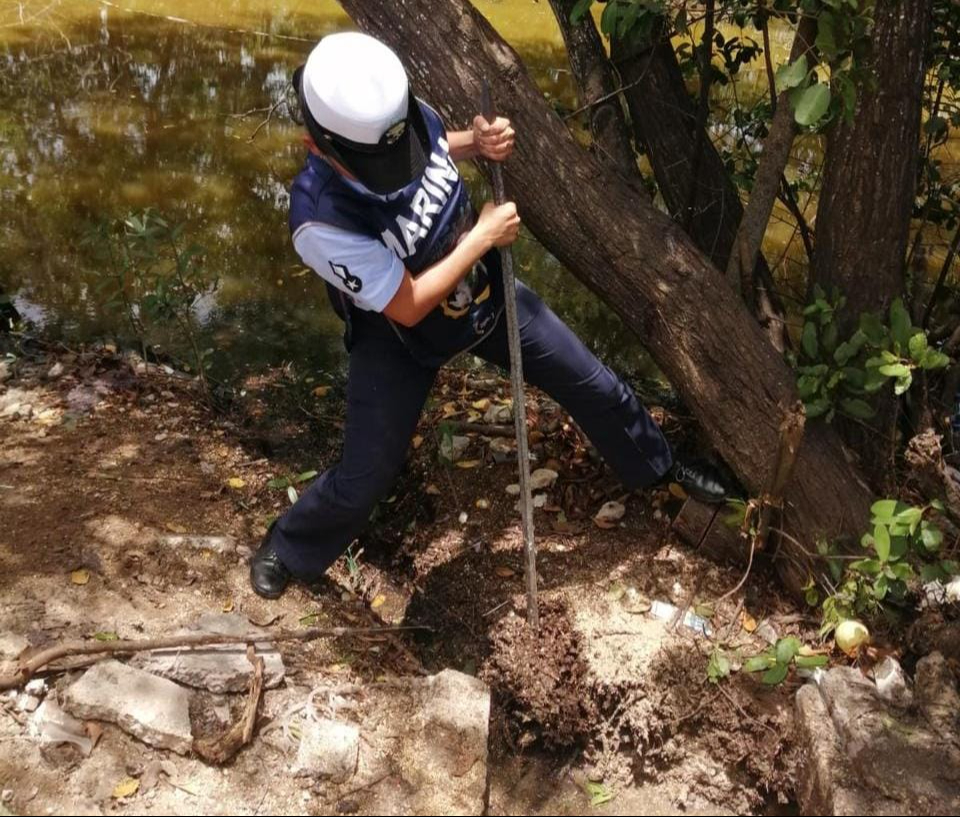 Agentes de la Marina retiran residuos de la ciénega de Progreso