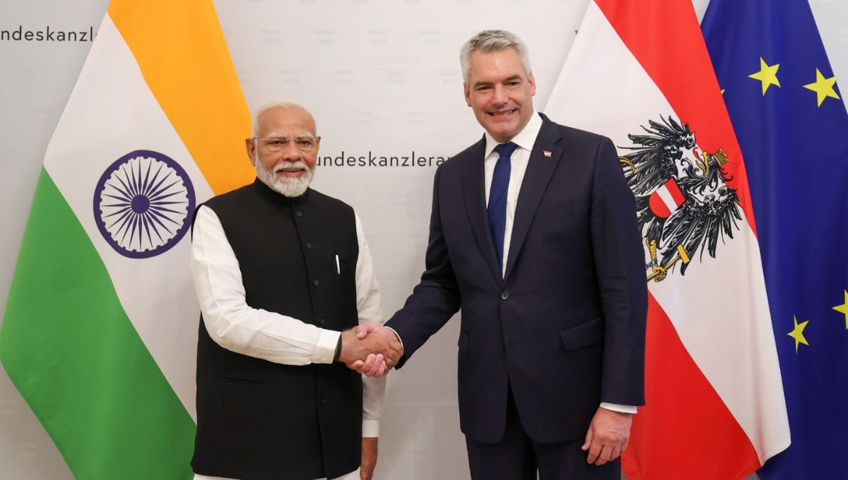 Primer Ministro Narendra Modi de la India y el Canciller austríaco Karl Nehammer