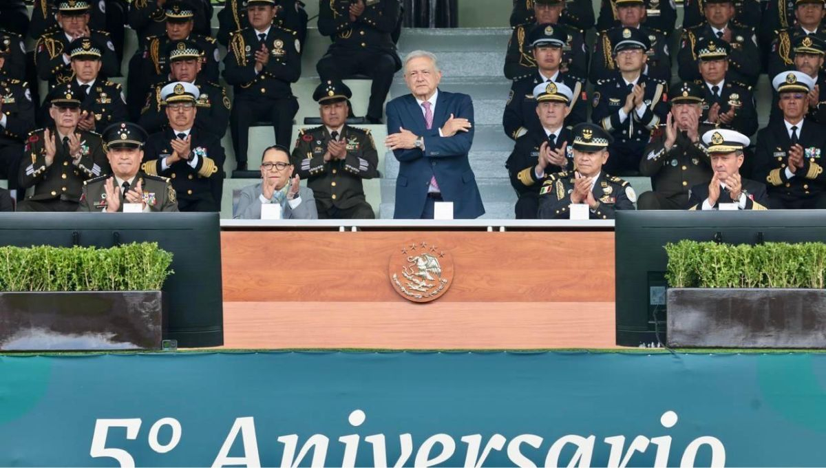 Al presidnte Andrés Manuel López Obrador encabezó en Campo Marte el 5to. Aniversario de la Guardia Nacional