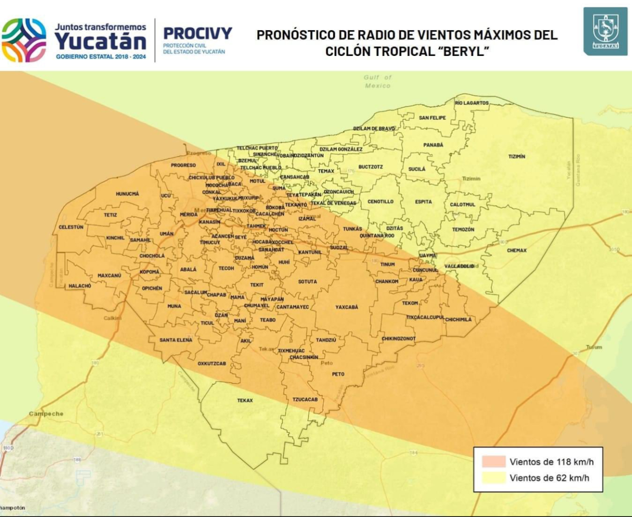 Se esperan vientos intensos en Yucatán