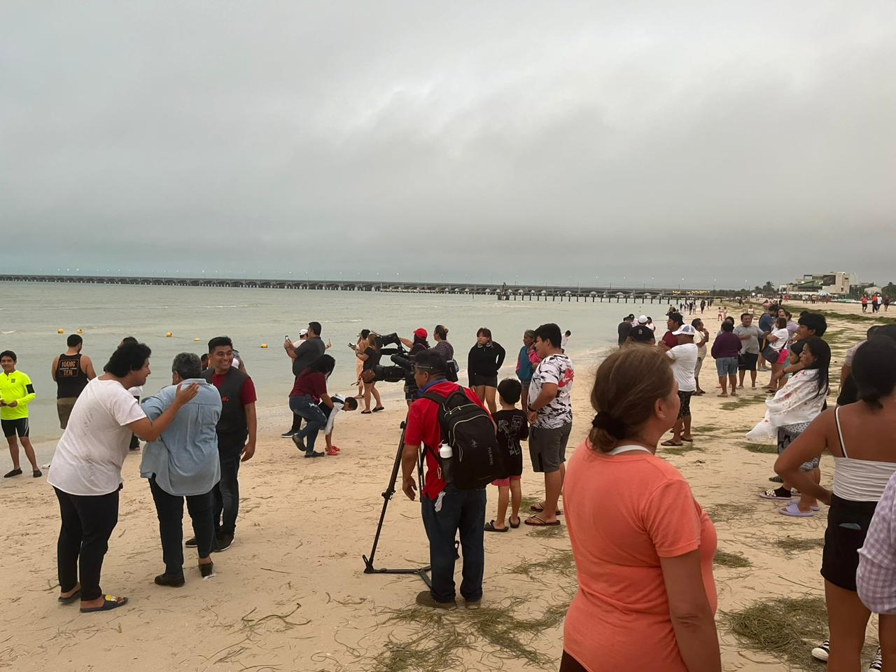 Así lucía la playa de Progreso esta tarde