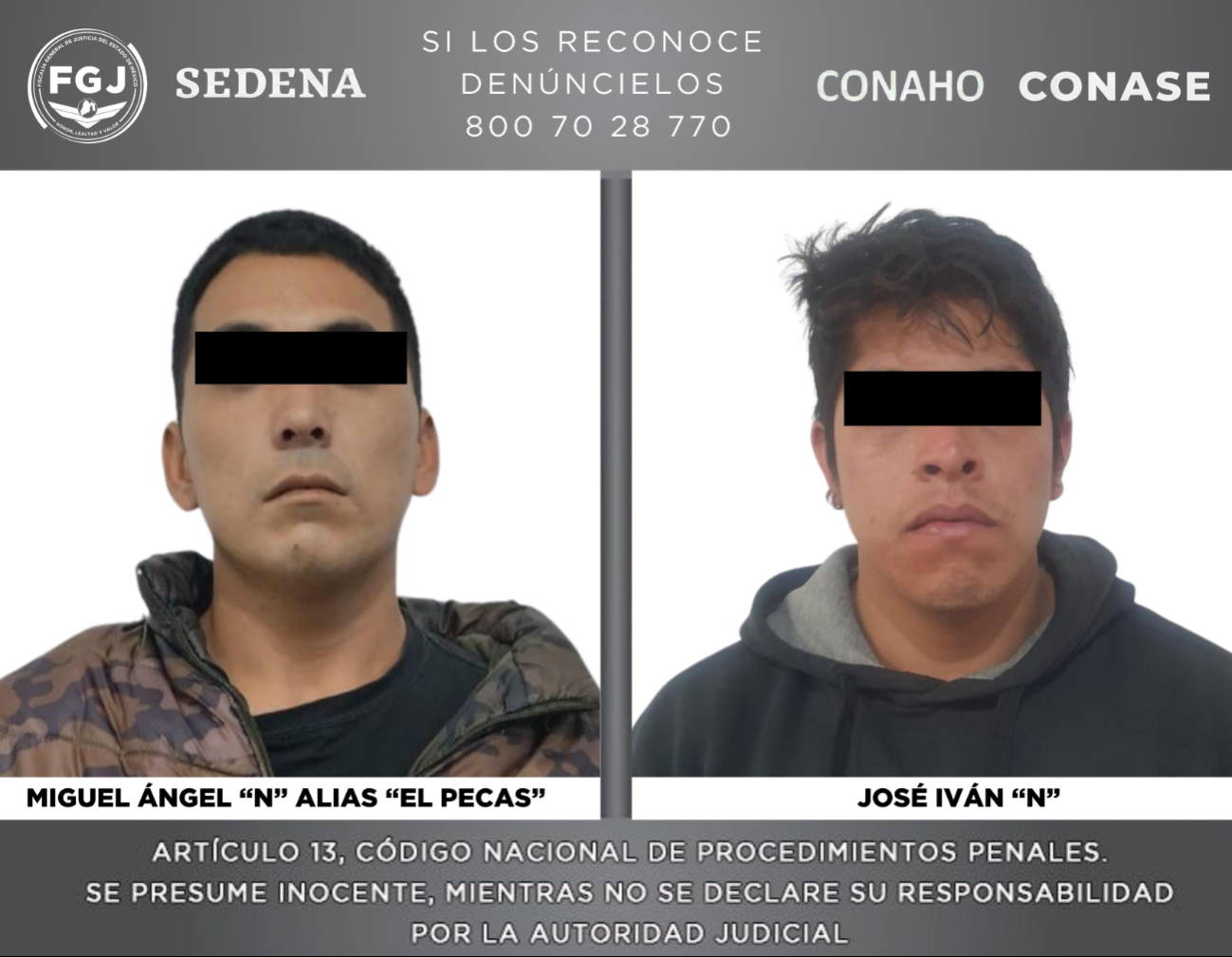 Hombres detenidos por el asesinato de Paola Salcedo en el Estado de México