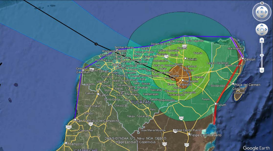 El Huracán se encuentra sobre Yucatán