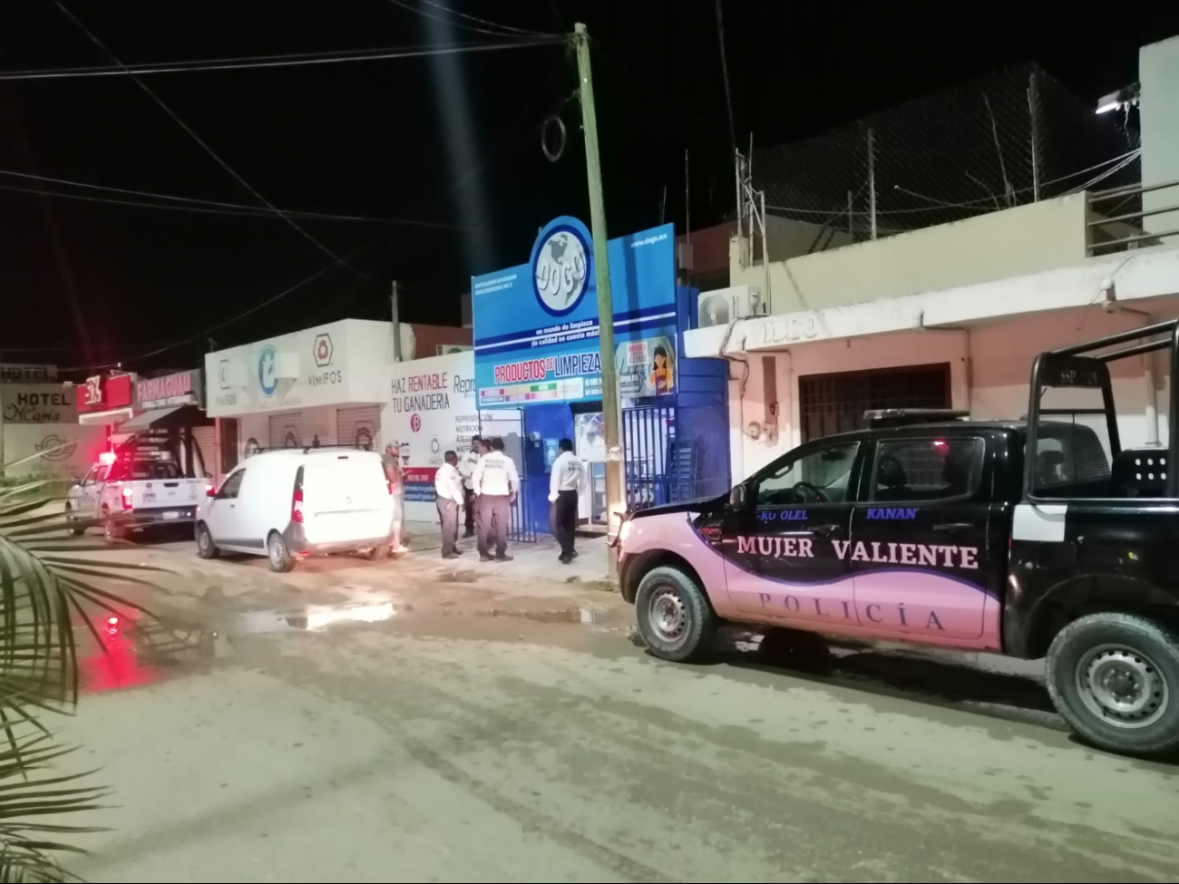 Otra versión reporta a dos individuos en motocicleta arrojando líquido inflamable sobre la cortina metálica del comercio.