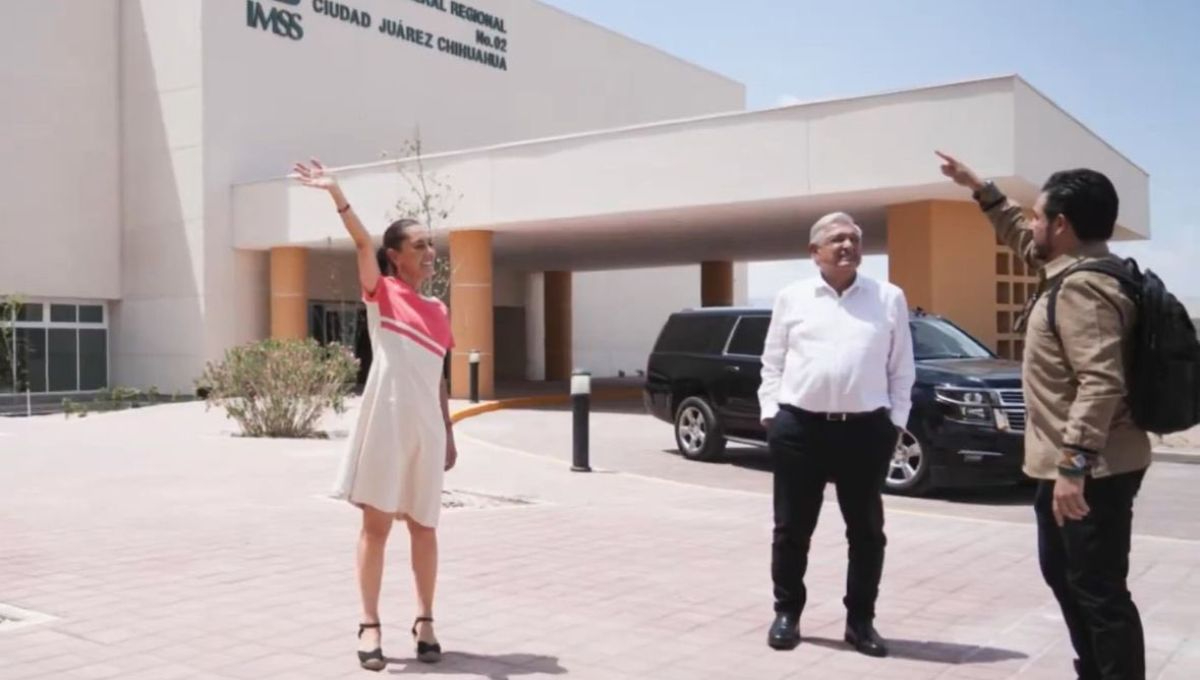 El presidente Andrés Manuel López Obrador y Claudia Sheinbaum visitaron Ciudad Juárez para revisar el progreso del Hospital General Regional No. 2 del IMSS