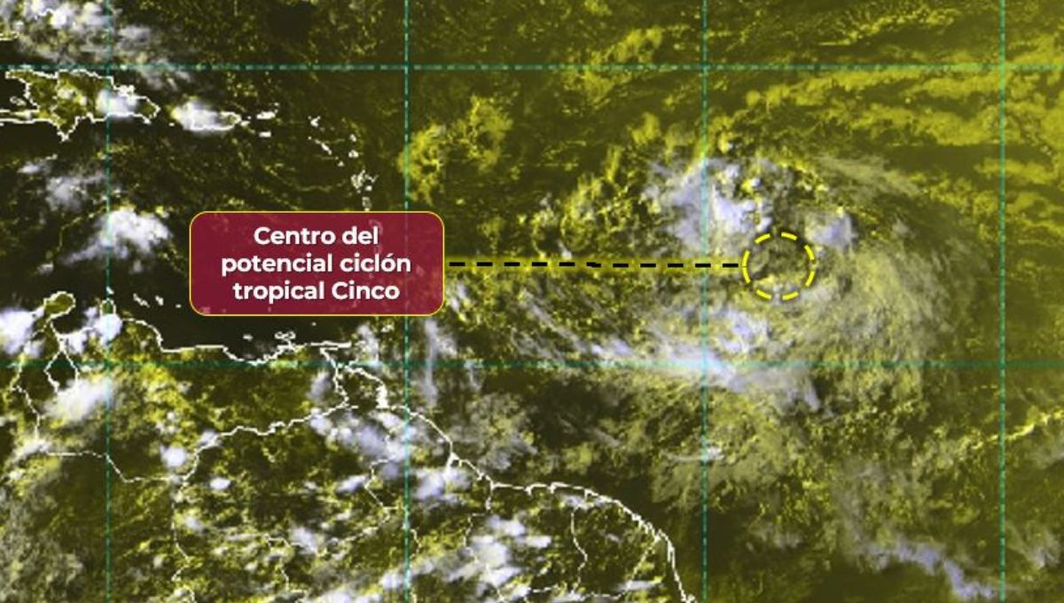 Así luce actualmente el Potencial Ciclón Tropical Cinco