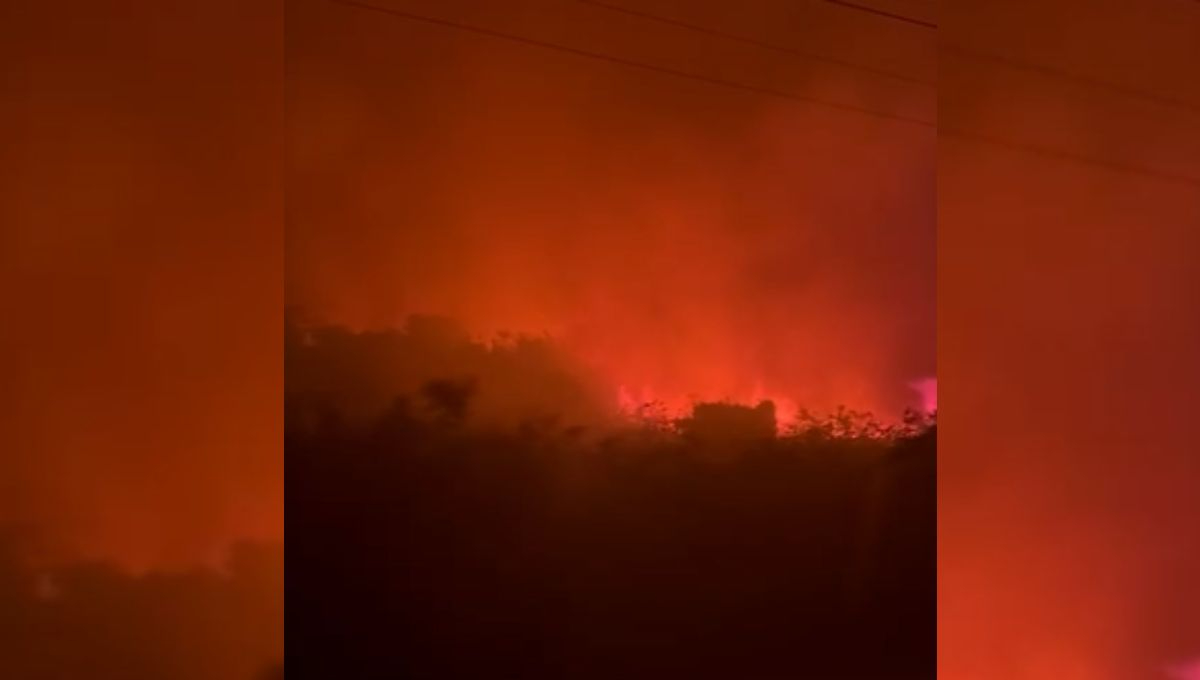 Bomberos sofocan fuerte incendio en la carretera Sisal-Hunucmá: VIDEO