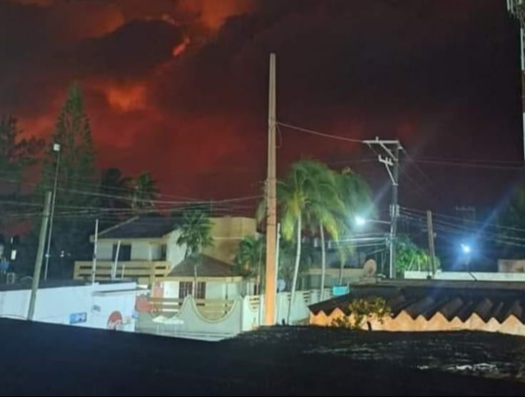 Vista del incendio desde Sisal