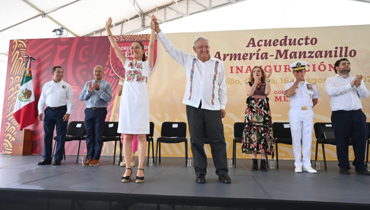 Claudia Sheinbaum y Andrés Manuel López Obrador en su visita a Colima