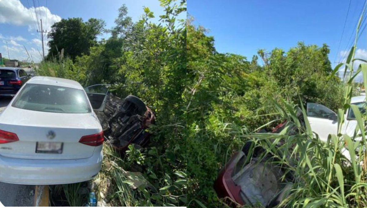 Vuelca auto tras encontronazo  en la carretera Tulum-Playa del Carmen   