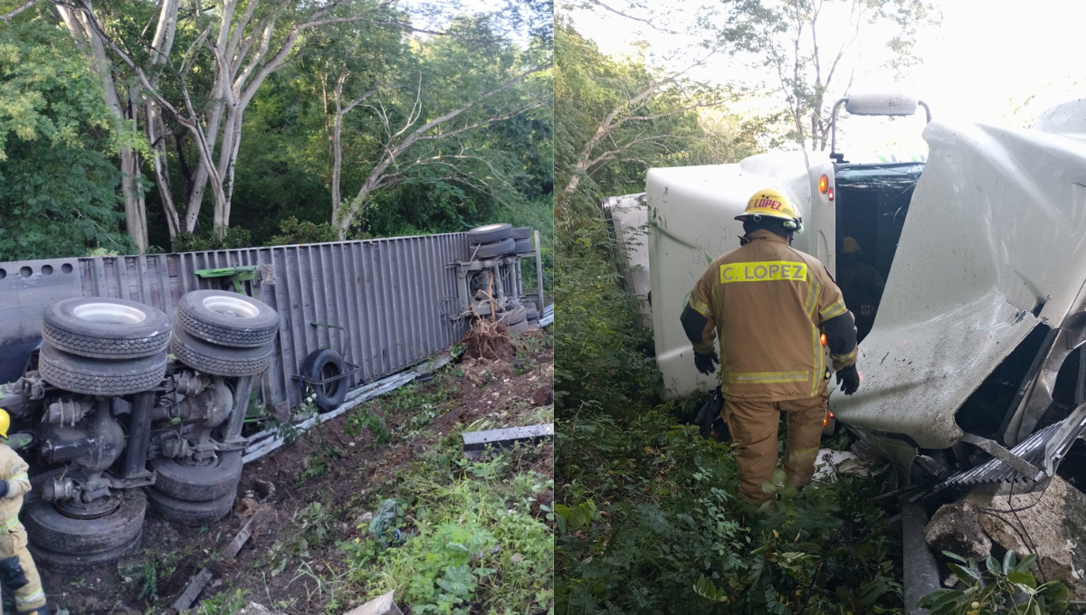 Vuelca camión en la carretera Campeche-Champotón