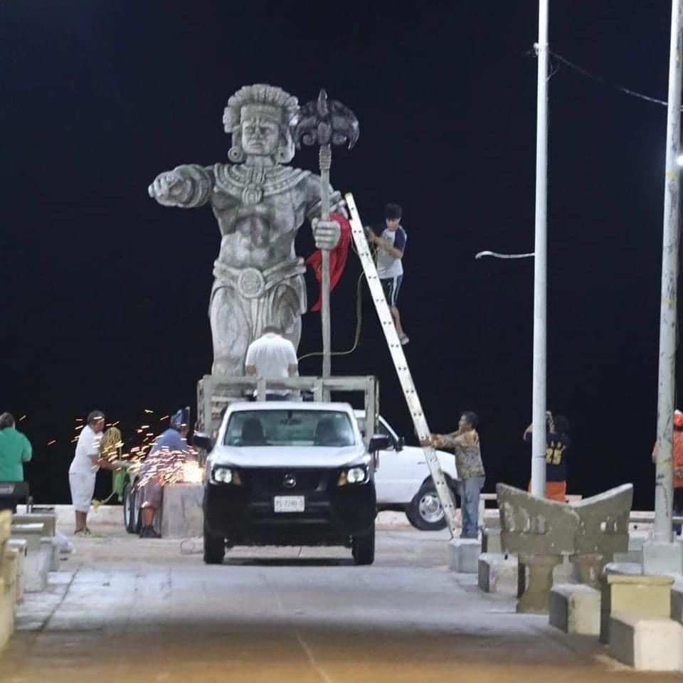 Alcalde de Telchac prefirió una estatua de Chaac antes de reparar las calles, acusan pobladores