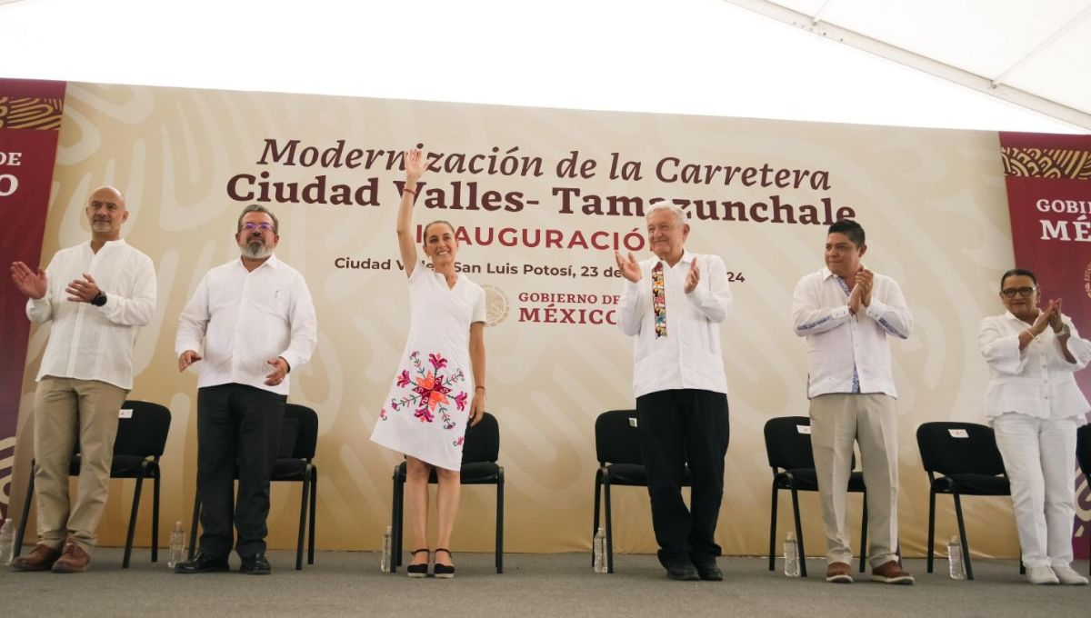 Claudia Sheinbaum junto a Andrés Manuel López Obrador en Ciudad Valles