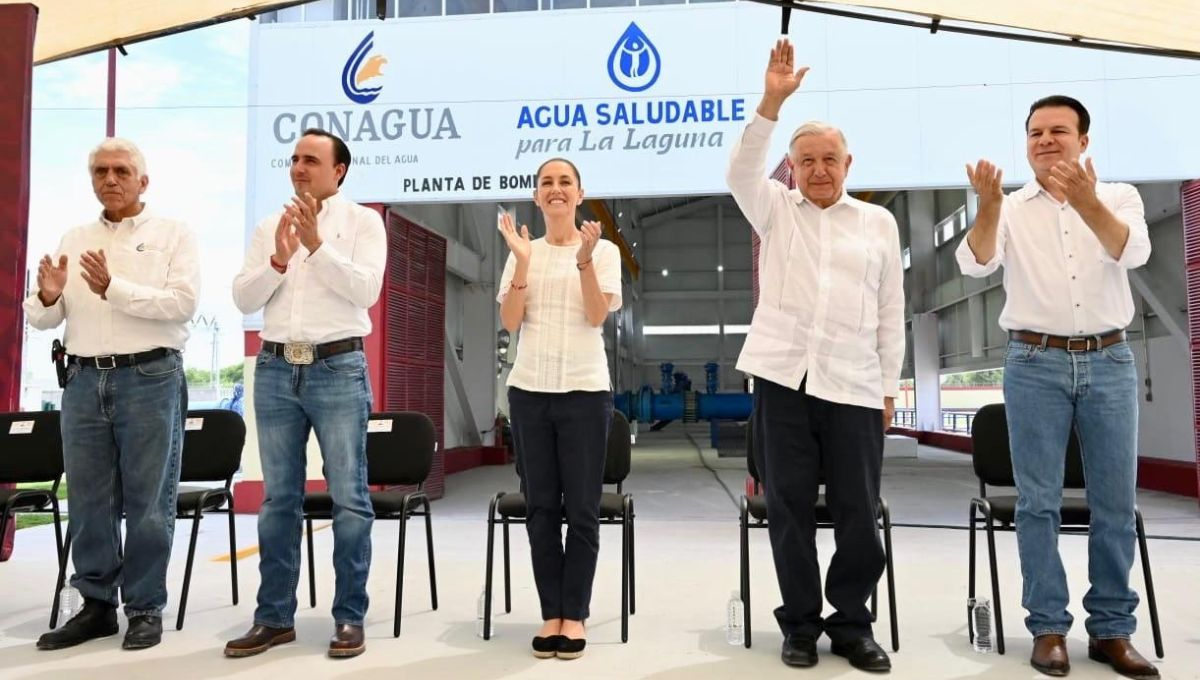 El presdente Andrés Manuel López Obrador durante la inauguración de la segunda etapa de Agua Saludable para La Laguna