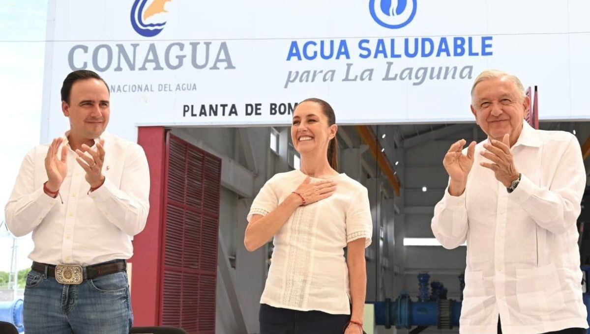 La presidenta electa, Claudia Sheinbaum, acompañó al presidente Andrés Manuel López Obrador durante la inauguración de la segunda etapa Agua Saludable para La Laguna