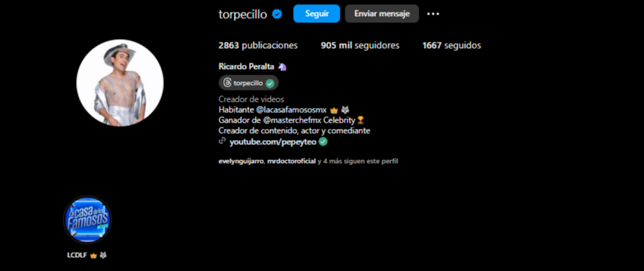 Ricardo Peralta pierde 100 mil seguidores en Instagram / Web