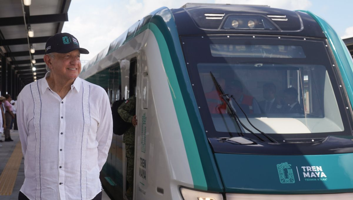 Andrés Manuel López Obrador en el Tren Maya