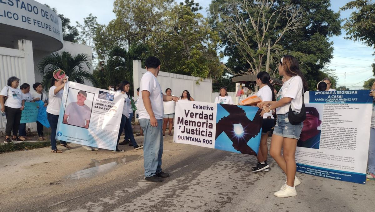 Protestan por el Día Internacional de la Desaparición de Personas en Felipe Carrillo Puerto