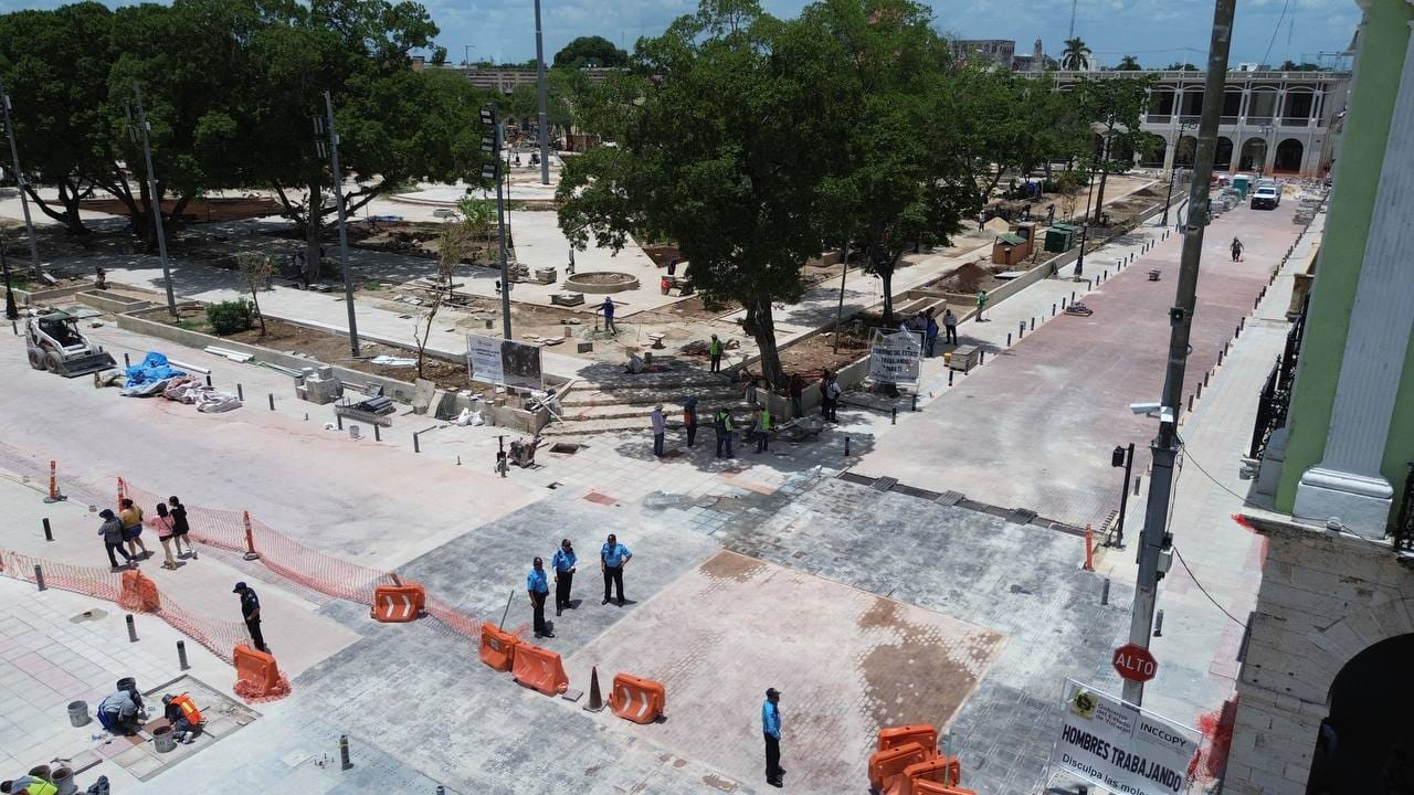 Avanzan las obras en la Plaza Grande de Mérida