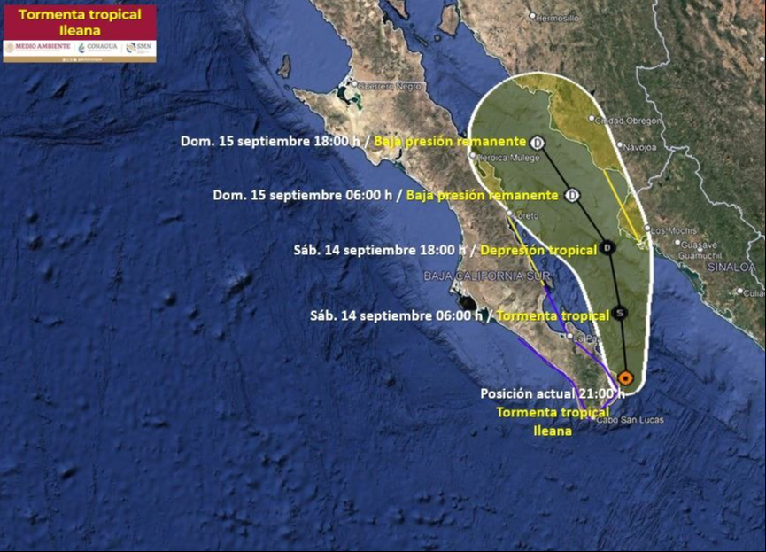 Esta será la trayectoria de la Tormenta Tropical Ileana en México