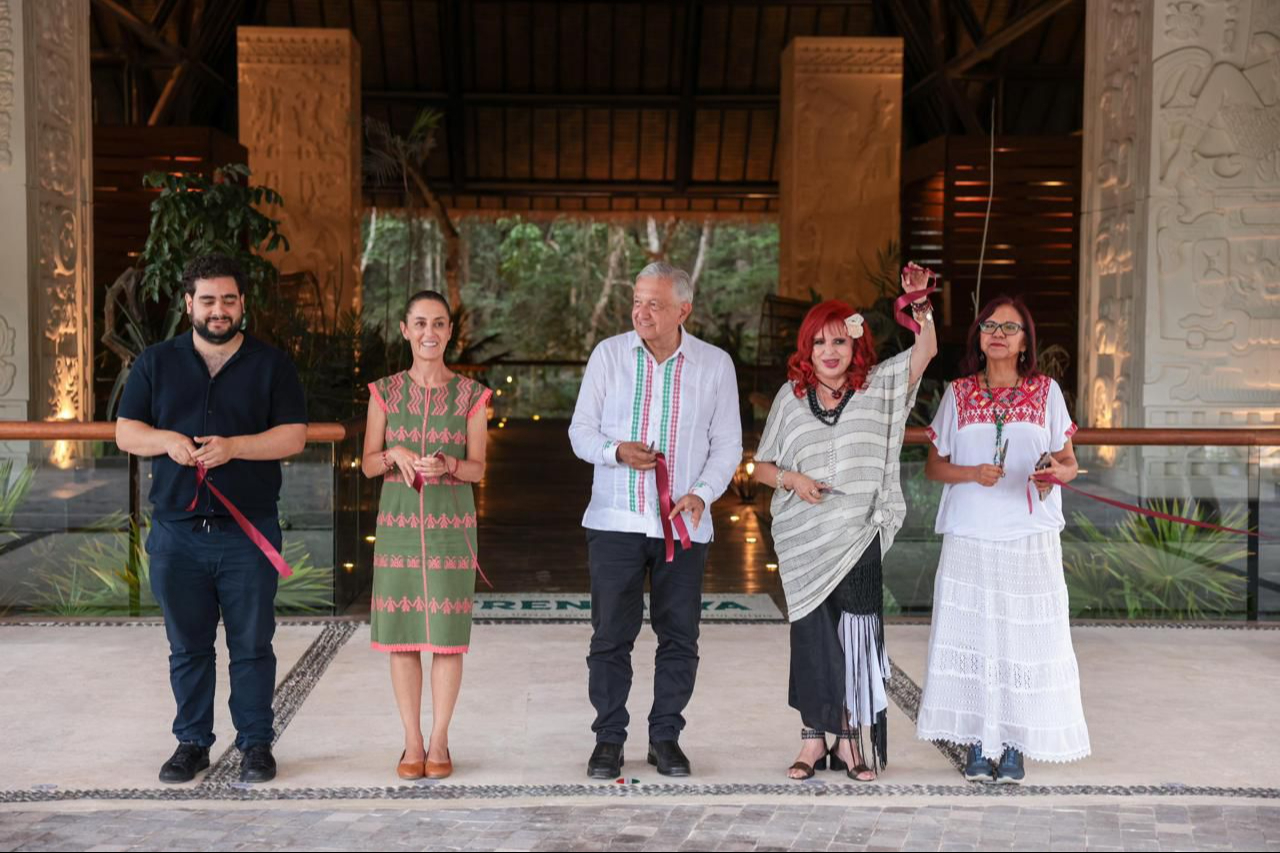 El presidente AMLO y Claudia Sheinbaum inauguran Hotel Tren Maya Calakmul