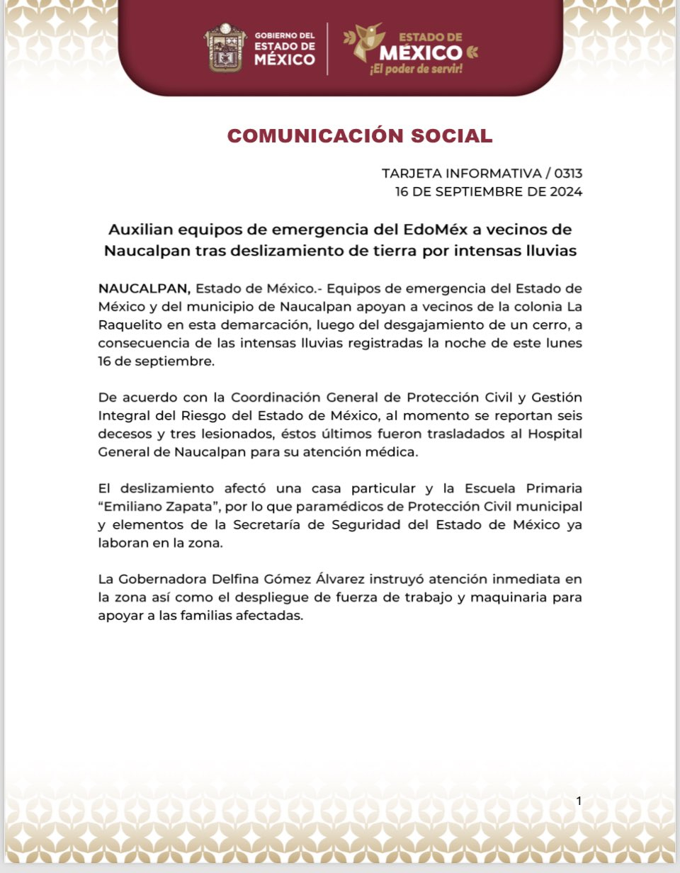 Fue Moisés Minquini, director de Protección Civil de Naucalpan, quien habló sobre lo sucedido