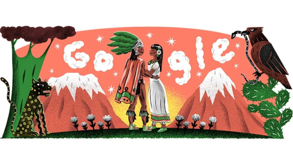 Popocatépetl e Iztaccíhuatl protagonizan Doodle de Google por el Día de la Independencia de México