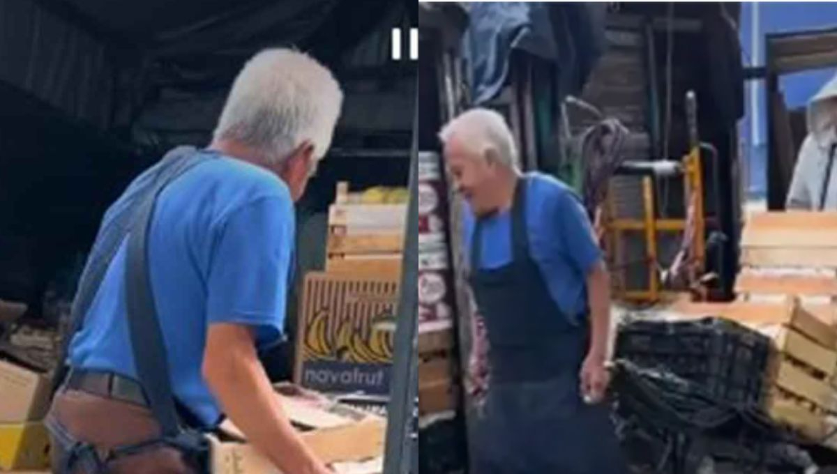 Sorprenden a abuelito trabajando en la Central de Abasto