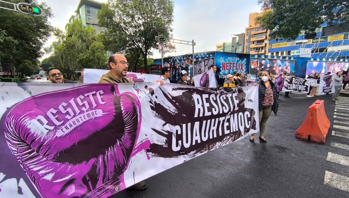 Esta mañana se registra un bloqueo en la glorieta de la Diana Cazadora de Paseo de la Reforma en la CDMX