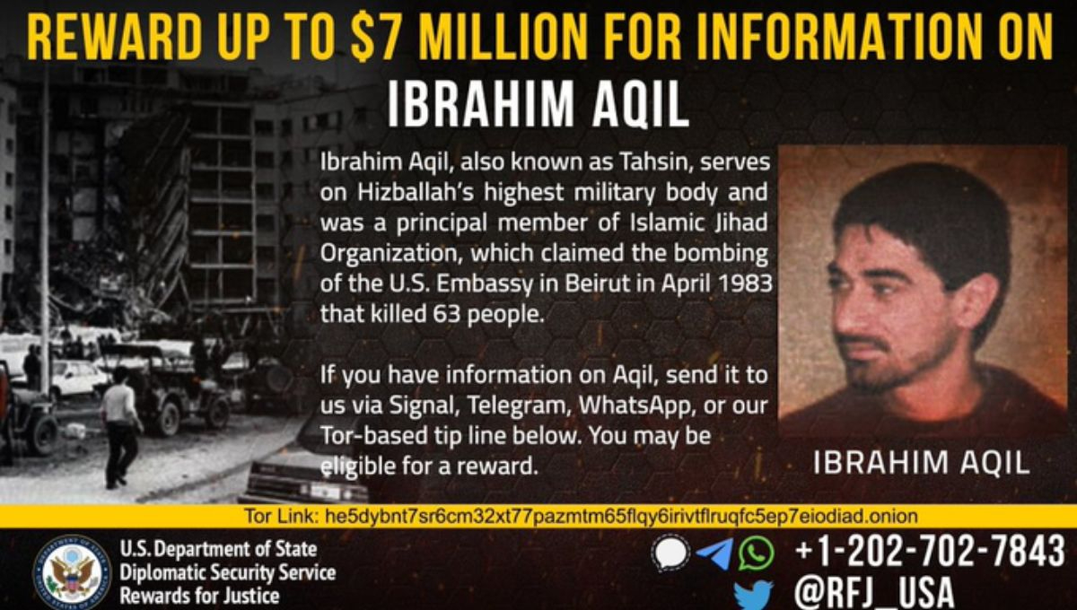 Estados Unidos ofrecía una recompensa de 7 mdd por información que condujera a la captura de Ibrahim Aquil