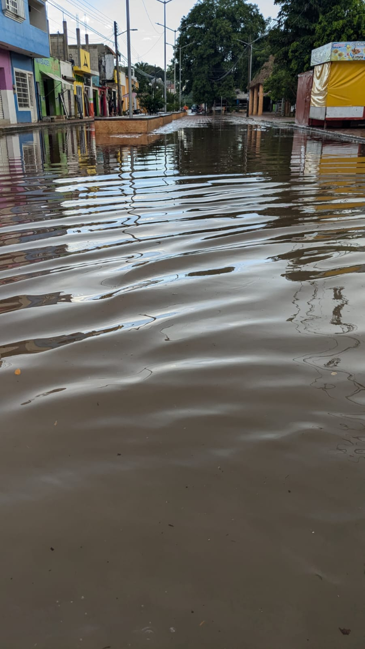 Lluvias provocan inundaciones en calles del centro y el parque central