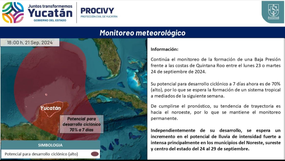 Alertan potencial de desarrollo ciclónico del 70%