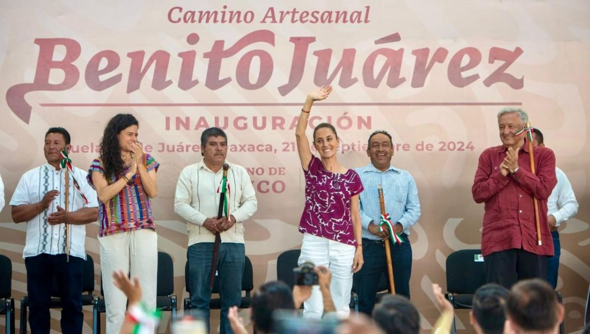 Inauguración camino Benito Juárez y evaluación de caminos de mano de obra en Guelatao, Oaxaca