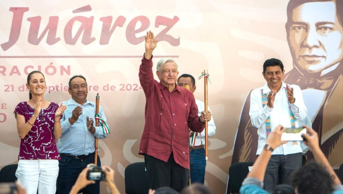 Inauguración camino Benito Juárez y evaluación de caminos de mano de obra en Guelatao, Oaxaca