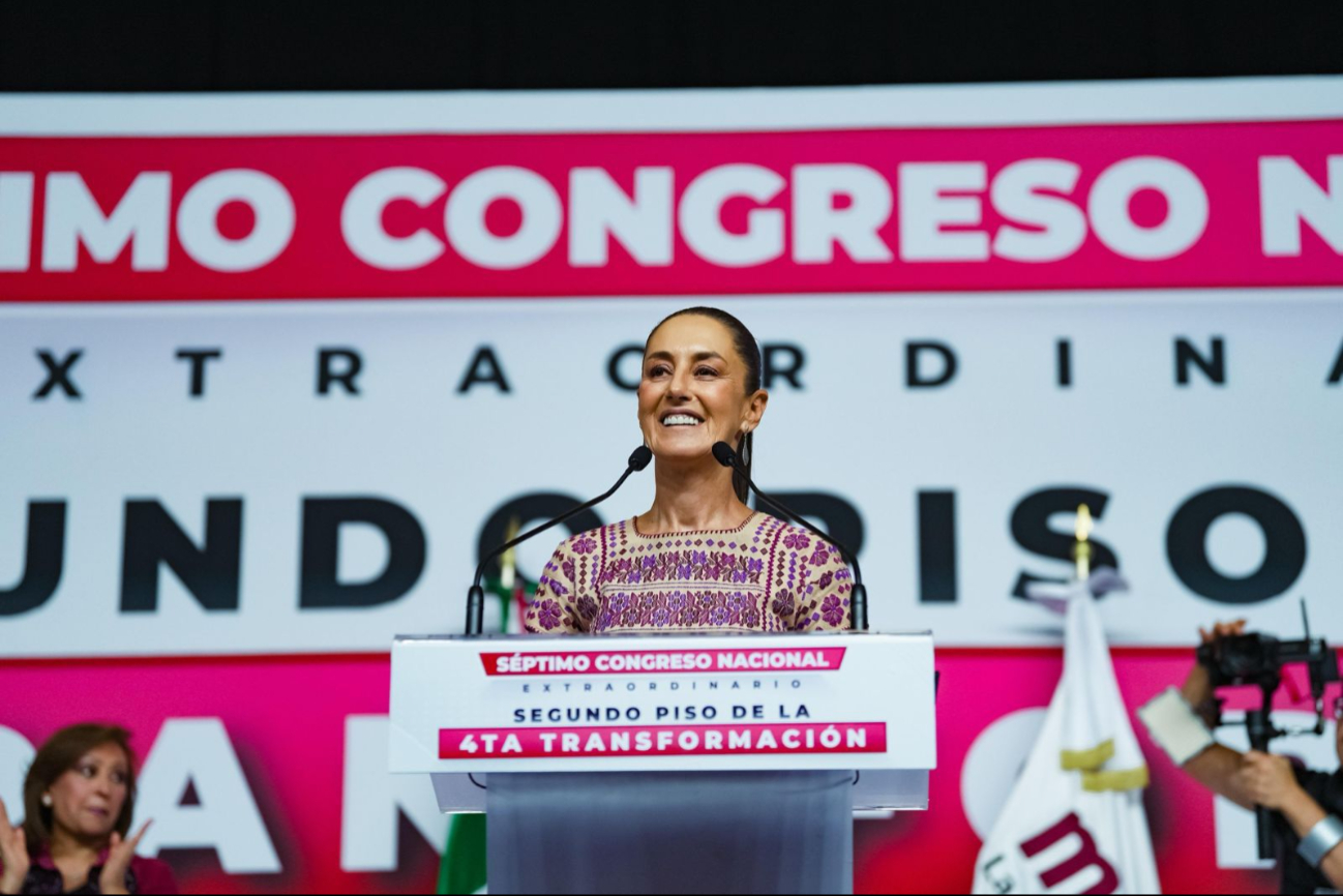 Claudia Sheinbaum durante el VII Congreso Nacional de Morena, reafirmó su compromiso con la 4T.