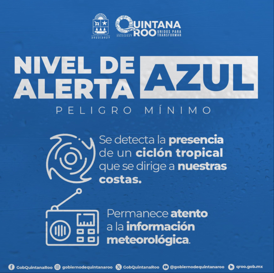 Alerta Azul en Quintana Roo por Tormenta Tropical "Nueve"