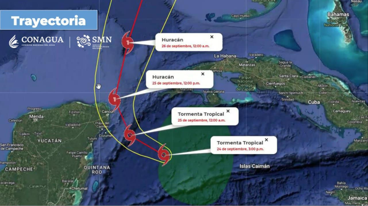 Fuertes lluvias y vientos continúan en Cancún por la tormenta tropical "Helene"