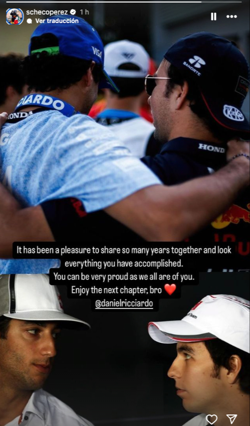 Checo le dedica una palabras a Ricciardo