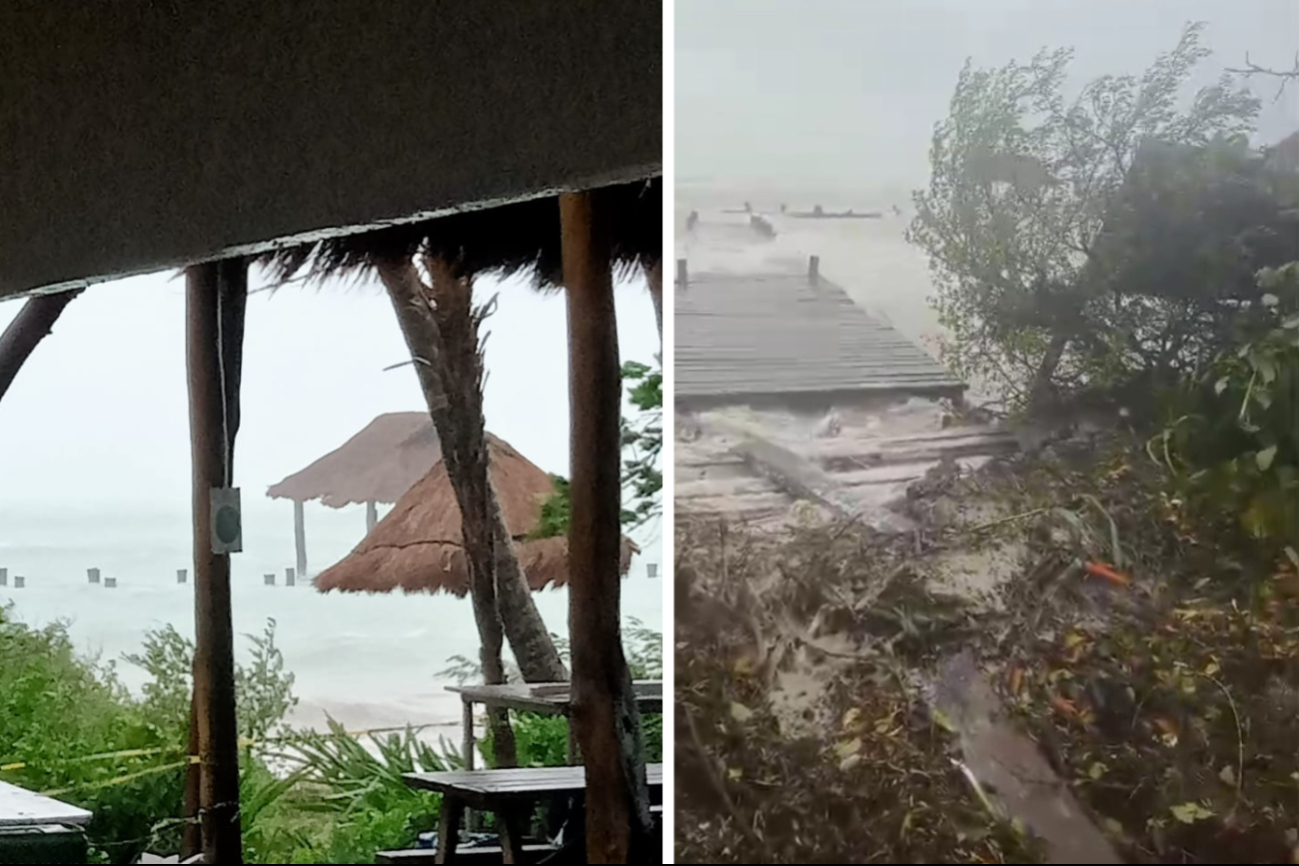 Fotos y videos muestran daños en el muelle, la palapa del comedor, el área de cocina y las palapas de la playa