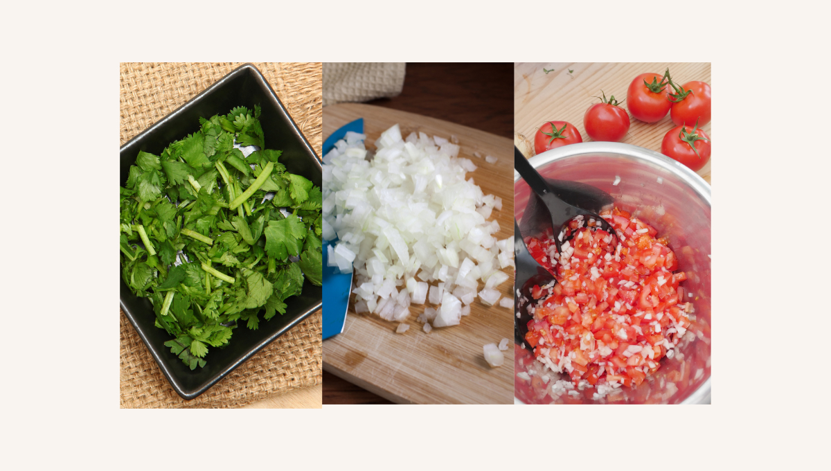 Las verduras deberán picarse en trocitos cuadrados