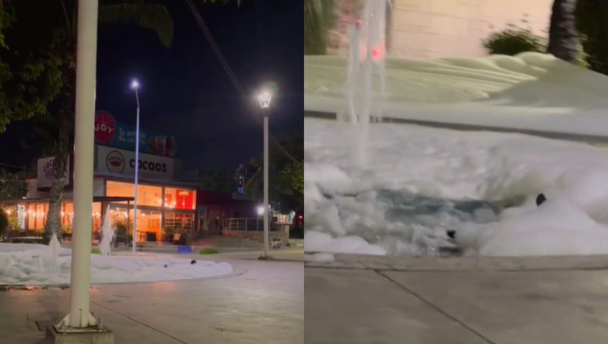 Mujer crea su propio jacuzzi en la fuente de un parque en Culiacán: VIDEO