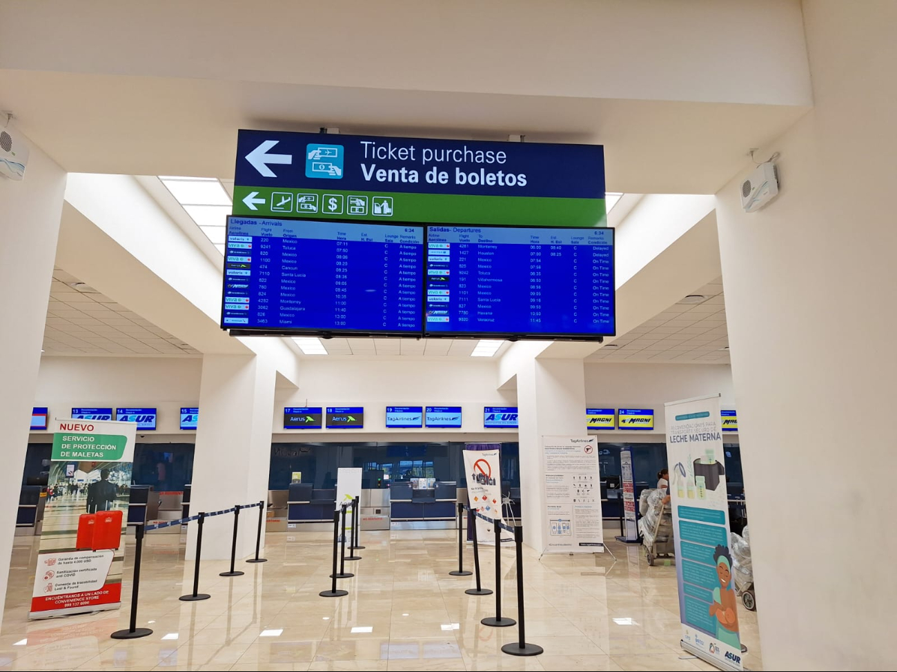 Hay una afluencia mínima de personas en el aeropuerto de Mérida