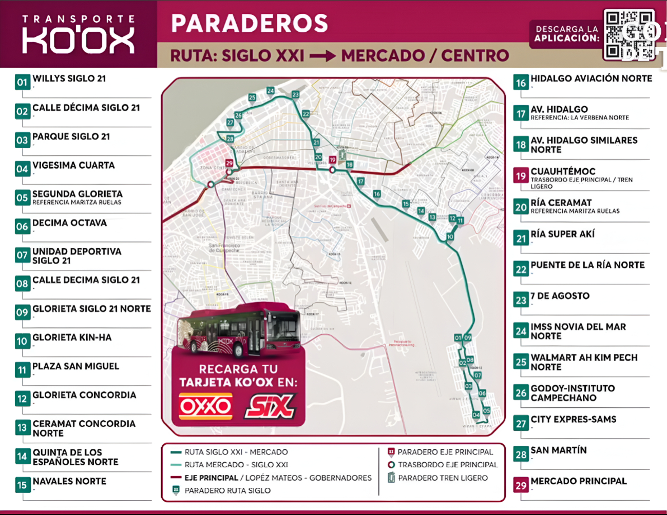 La ruta incluye 29 paradas en puntos estratégicos como la Unidad Deportiva y la Plaza San Miguel